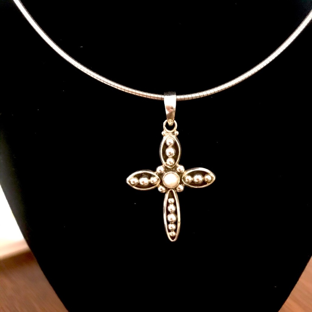 Sterling silver Cross with Pearl